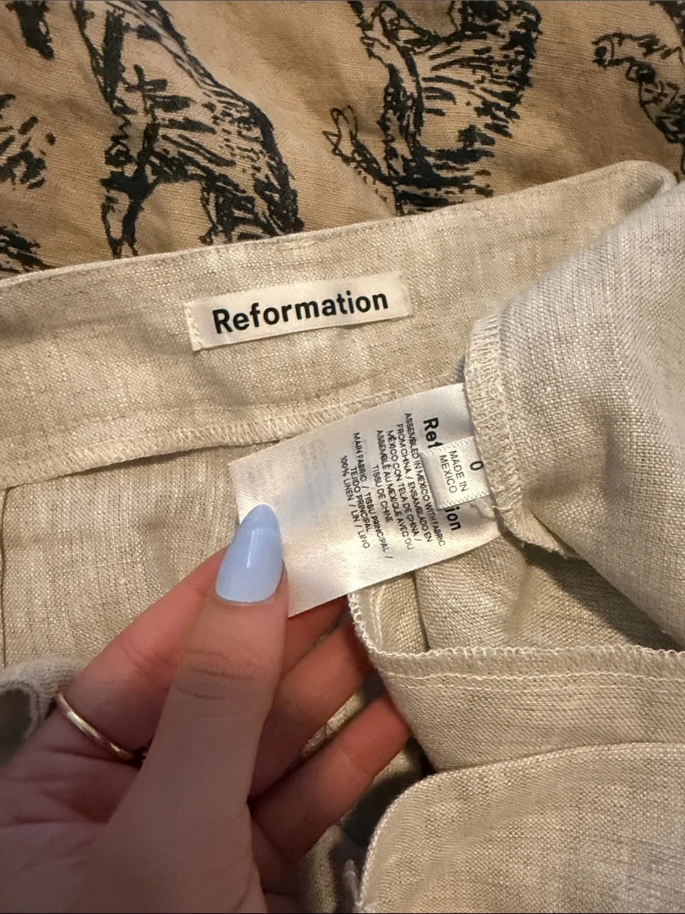 Reformation Cream High-Rise Wide-Leg Linen Pants